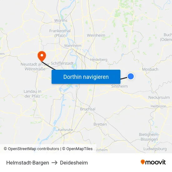 Helmstadt-Bargen to Deidesheim map