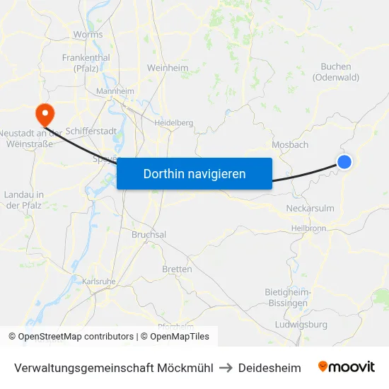Verwaltungsgemeinschaft Möckmühl to Deidesheim map