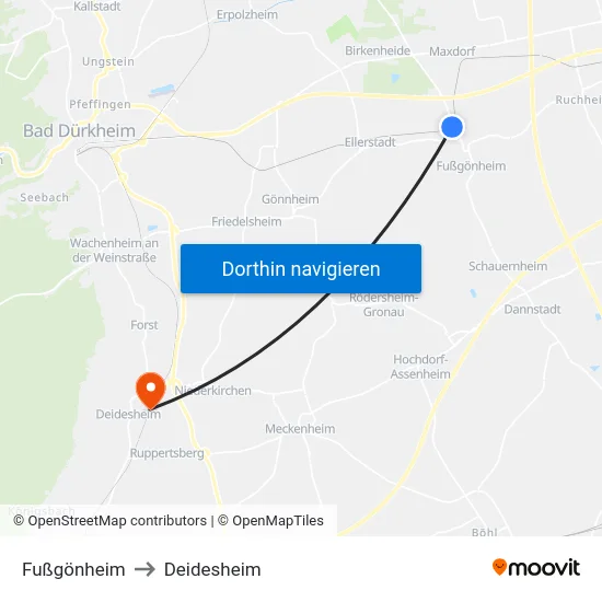 Fußgönheim to Deidesheim map