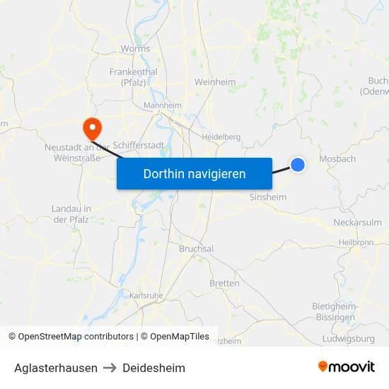 Aglasterhausen to Deidesheim map