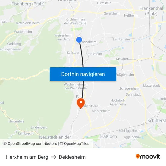 Herxheim am Berg to Deidesheim map