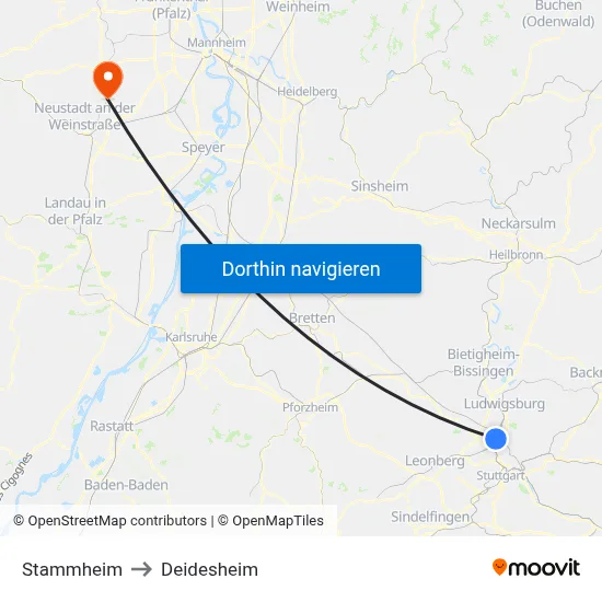 Stammheim to Deidesheim map
