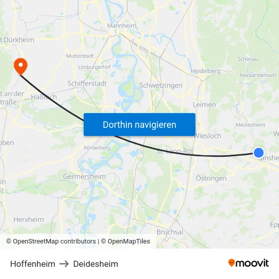 Hoffenheim to Deidesheim map