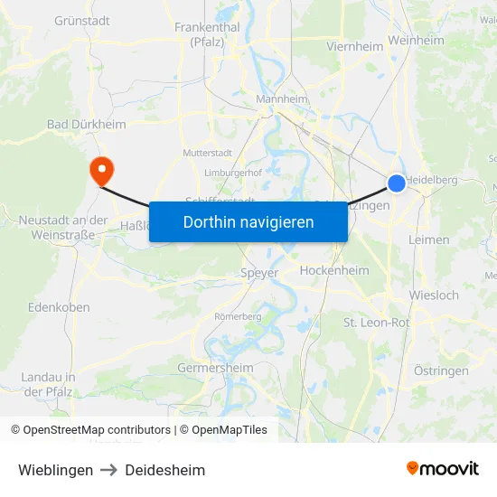Wieblingen to Deidesheim map