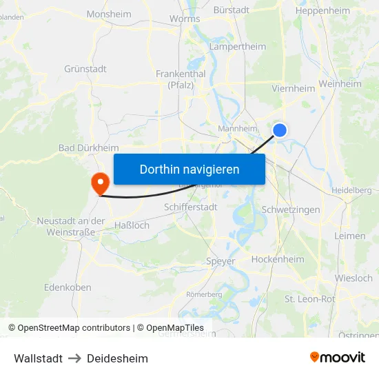 Wallstadt to Deidesheim map