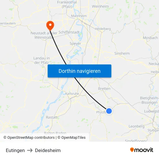 Eutingen to Deidesheim map