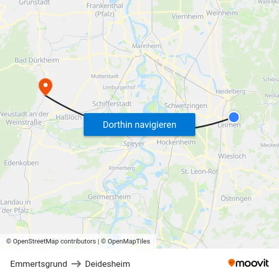 Emmertsgrund to Deidesheim map