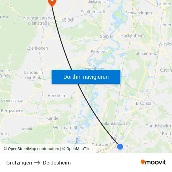 Grötzingen to Deidesheim map