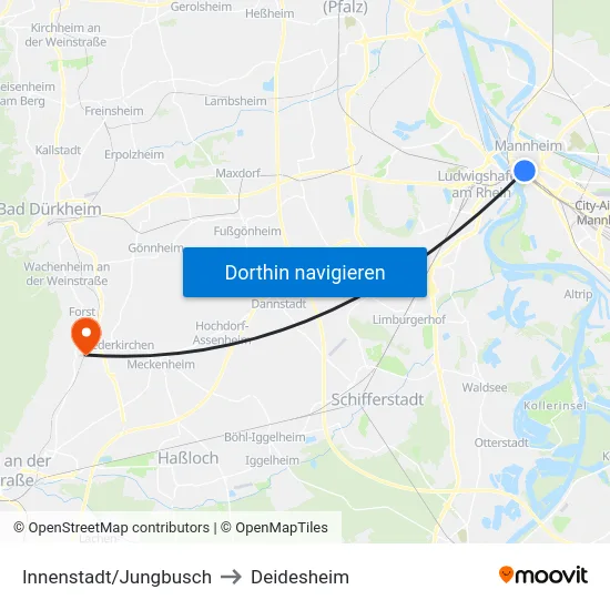 Innenstadt/Jungbusch to Deidesheim map