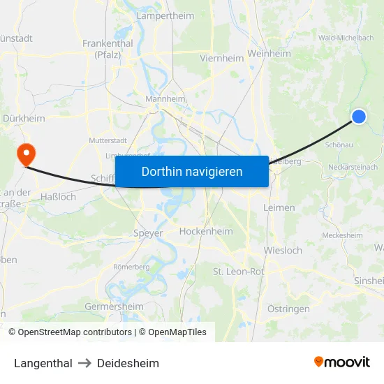 Langenthal to Deidesheim map