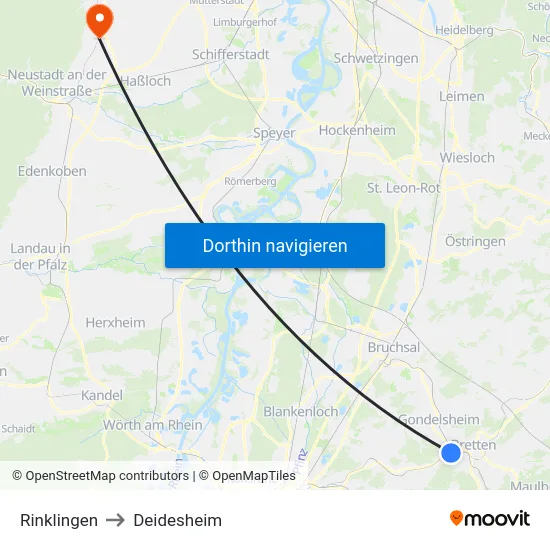 Rinklingen to Deidesheim map