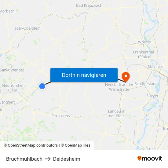 Bruchmühlbach to Deidesheim map