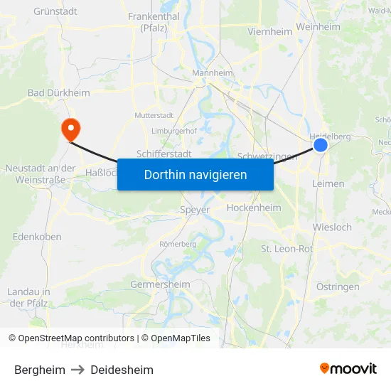 Bergheim to Deidesheim map