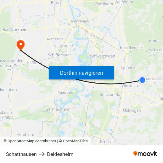 Schatthausen to Deidesheim map
