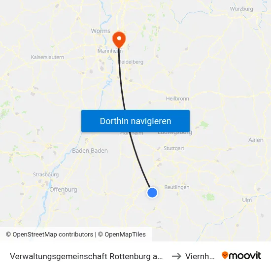 Verwaltungsgemeinschaft Rottenburg am Neckar to Viernheim map