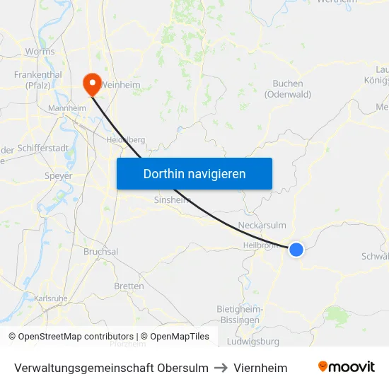 Verwaltungsgemeinschaft Obersulm to Viernheim map