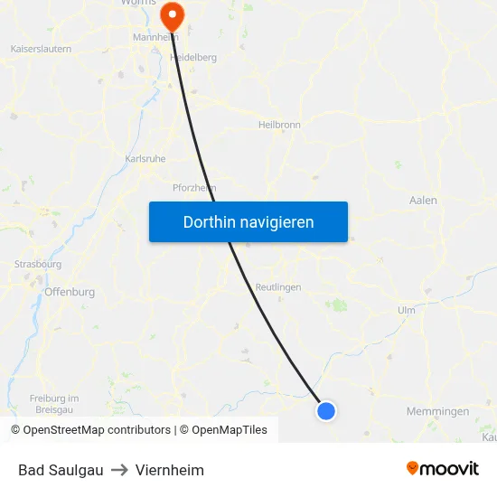 Bad Saulgau to Viernheim map