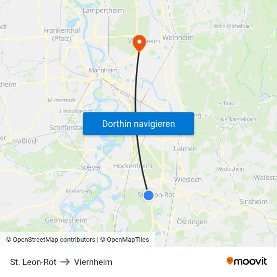 St. Leon-Rot to Viernheim map