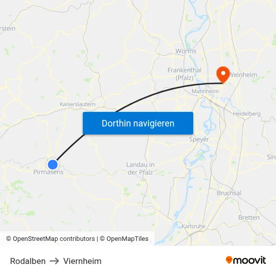 Rodalben to Viernheim map