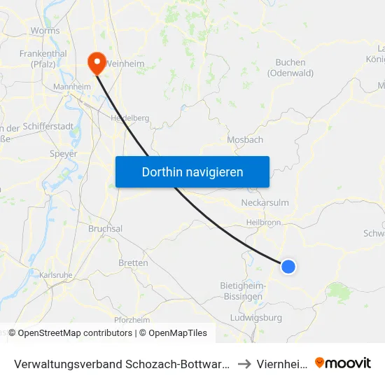 Verwaltungsverband Schozach-Bottwartal to Viernheim map