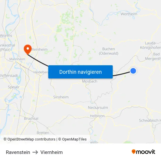 Ravenstein to Viernheim map
