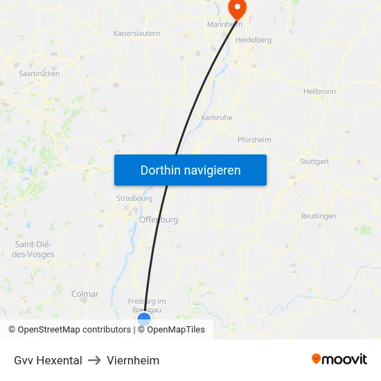 Gvv Hexental to Viernheim map