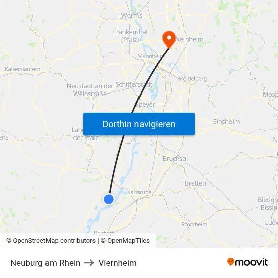 Neuburg am Rhein to Viernheim map