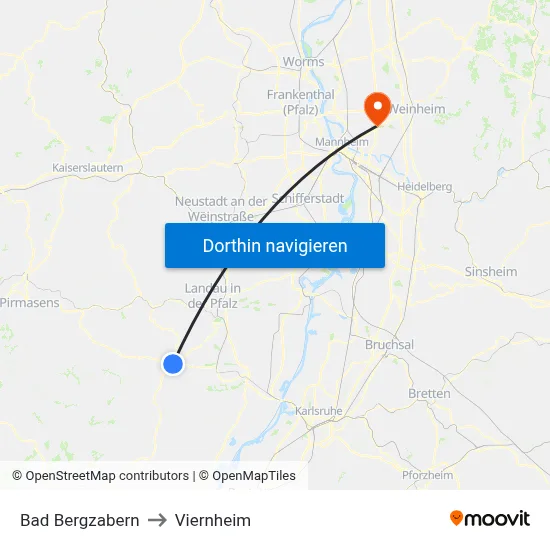 Bad Bergzabern to Viernheim map