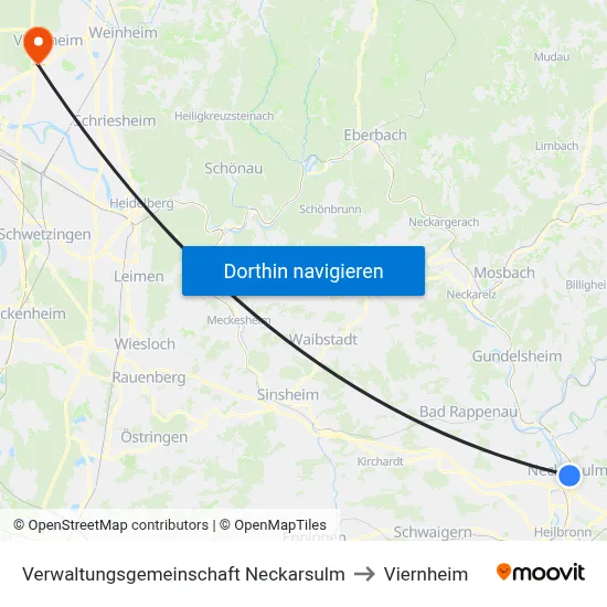 Verwaltungsgemeinschaft Neckarsulm to Viernheim map