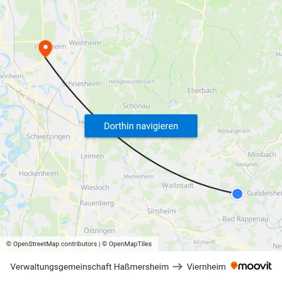 Verwaltungsgemeinschaft Haßmersheim to Viernheim map