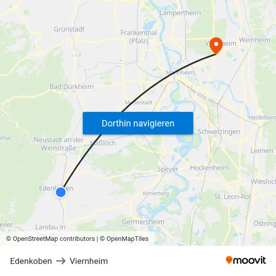 Edenkoben to Viernheim map
