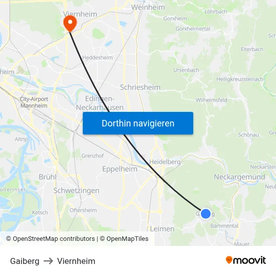 Gaiberg to Viernheim map