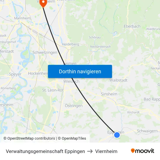 Verwaltungsgemeinschaft Eppingen to Viernheim map