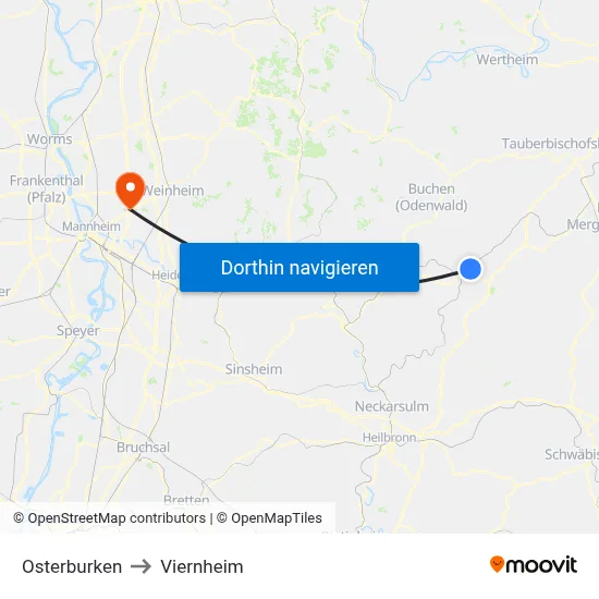Osterburken to Viernheim map