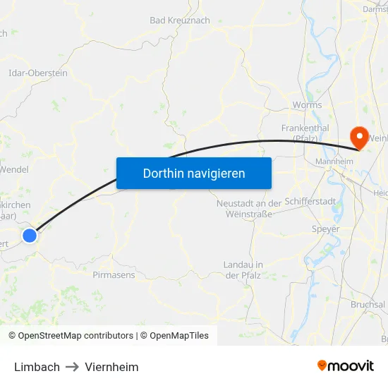 Limbach to Viernheim map