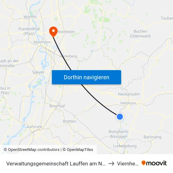 Verwaltungsgemeinschaft Lauffen am Neckar to Viernheim map