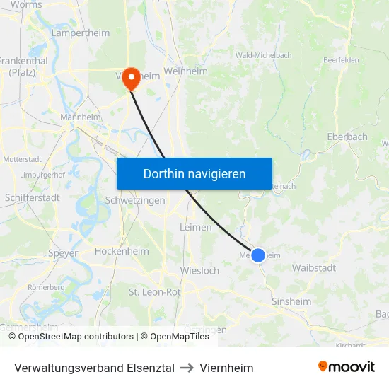 Verwaltungsverband Elsenztal to Viernheim map