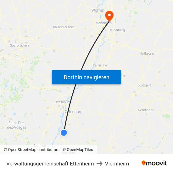 Verwaltungsgemeinschaft Ettenheim to Viernheim map