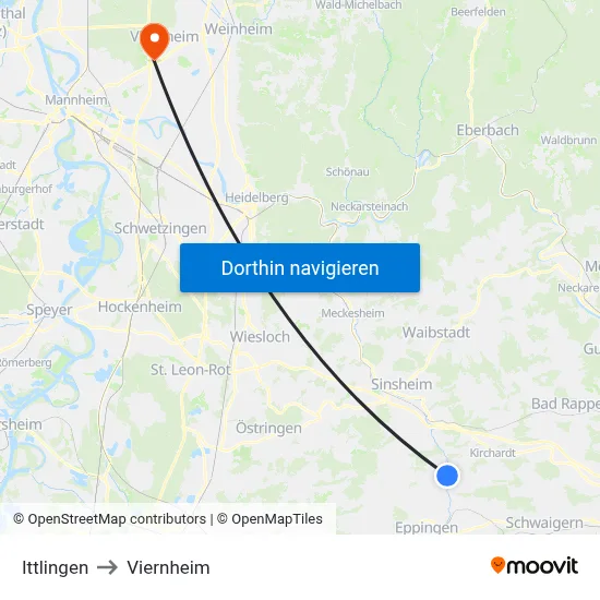 Ittlingen to Viernheim map