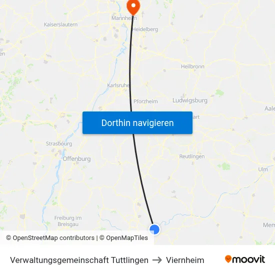 Verwaltungsgemeinschaft Tuttlingen to Viernheim map