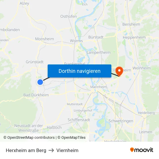 Herxheim am Berg to Viernheim map