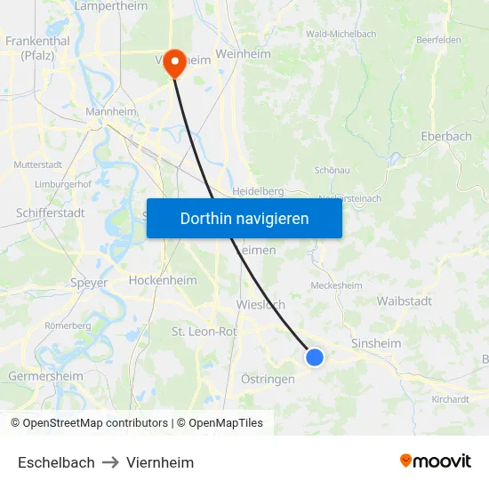 Eschelbach to Viernheim map