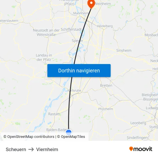 Scheuern to Viernheim map