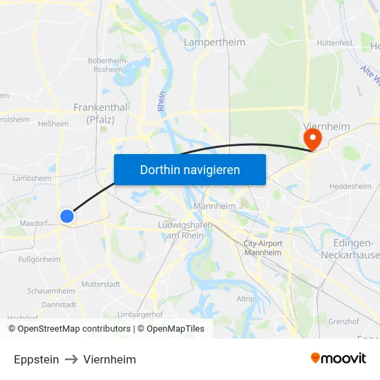 Eppstein to Viernheim map