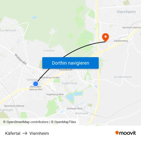 Käfertal to Viernheim map