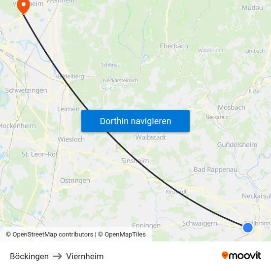 Böckingen to Viernheim map