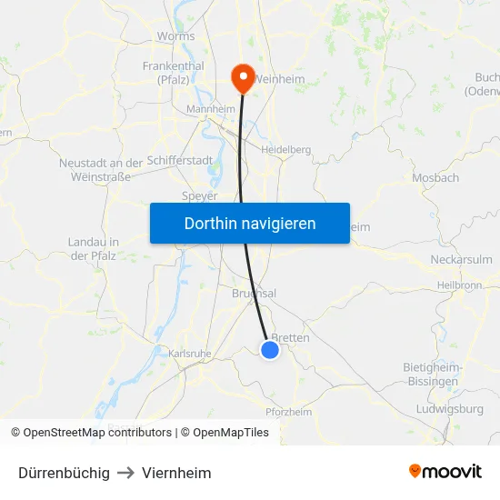 Dürrenbüchig to Viernheim map