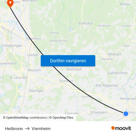 Heilbronn to Viernheim map