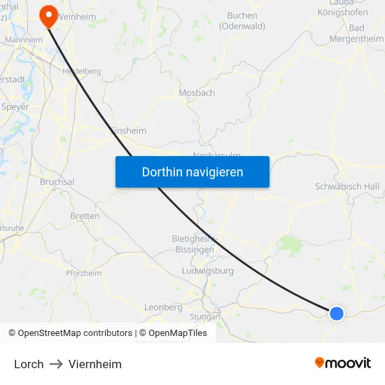 Lorch to Viernheim map