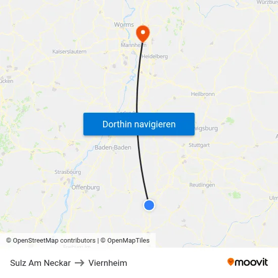 Sulz Am Neckar to Viernheim map